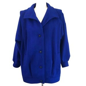 VTG 80s Blue Pure‎ New Wool Coat 11/12 International Scene Hungary Retro Preppy
